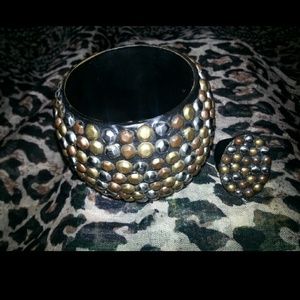 Wooden Bracelet & Ring Set