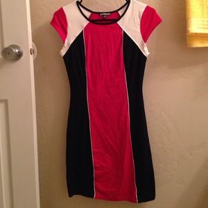 Red white and black dress from express