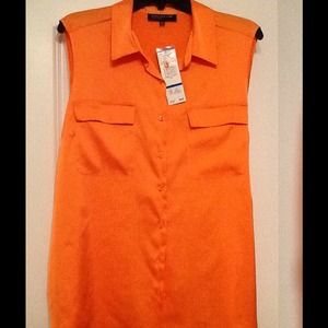 Orange blouse tank white capris