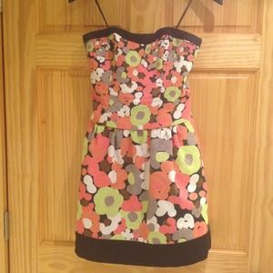 Jessica Simpson Strapless Dress Black/Neon Floral!