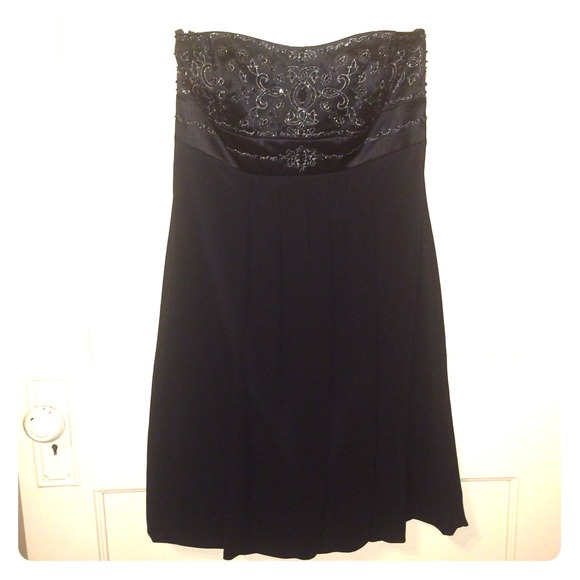 Black Strapless Cocktail Dress w/ Beaded Top