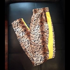 Leopard pants with neon stripe