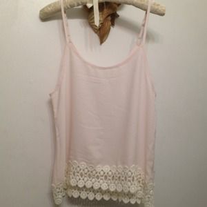 Blush crochet trim top