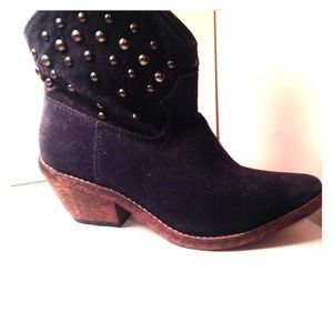 Blue Suede Studded Cow Boy Boots