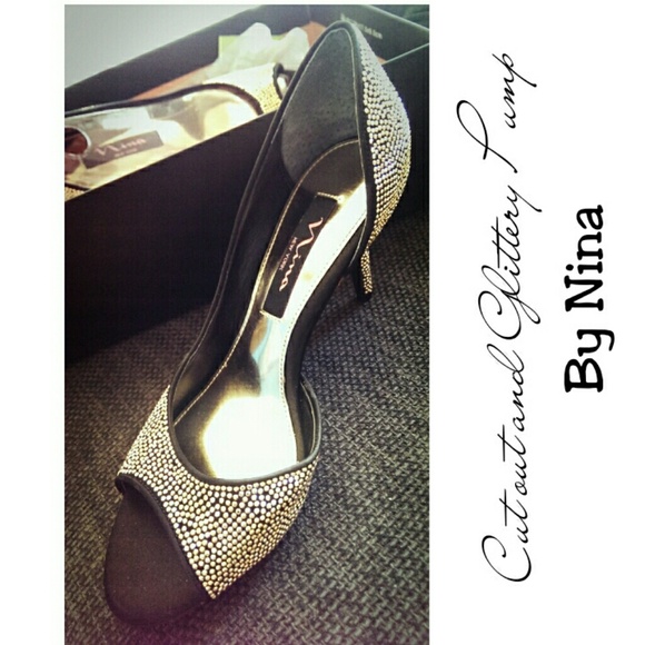 Open-Toe Glitter Shining Pump Shoes