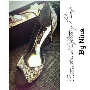 Open-Toe Glitter Shining Pump Shoes