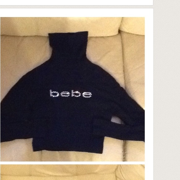 BeBe Black Bedazzled Turtleneck Sweater