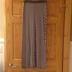 Grey & White Striped Maxi Skirt!