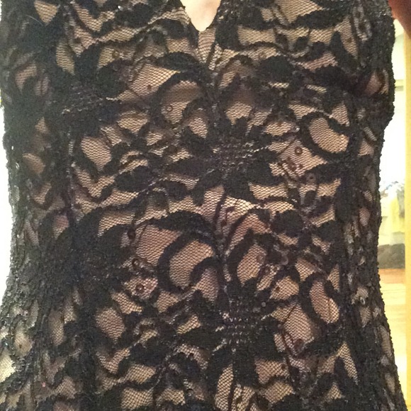 NWT Beaded Lace Strapless Little Black Dress LBD - Picture 2 of 2