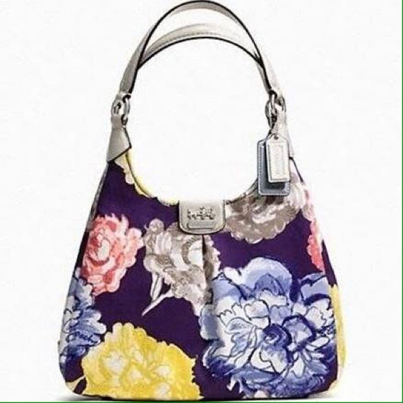 Coach Madison Floral Maggie Handbag Navy Multi