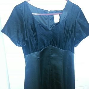 Velvet top black satin long gown