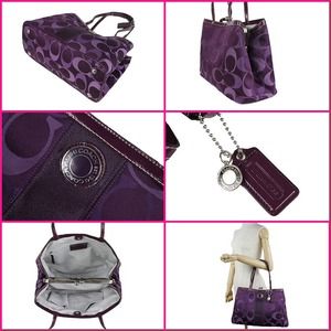 NWOT Coach Signature Stripe 3  Purple purse