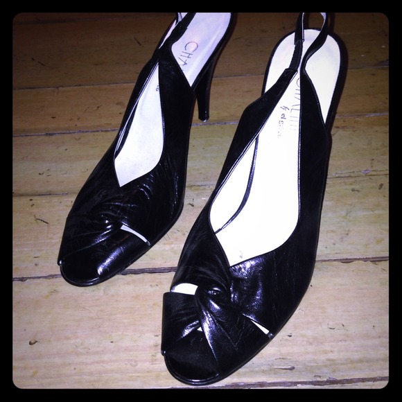 Vintage Italian leather heals, never worn.