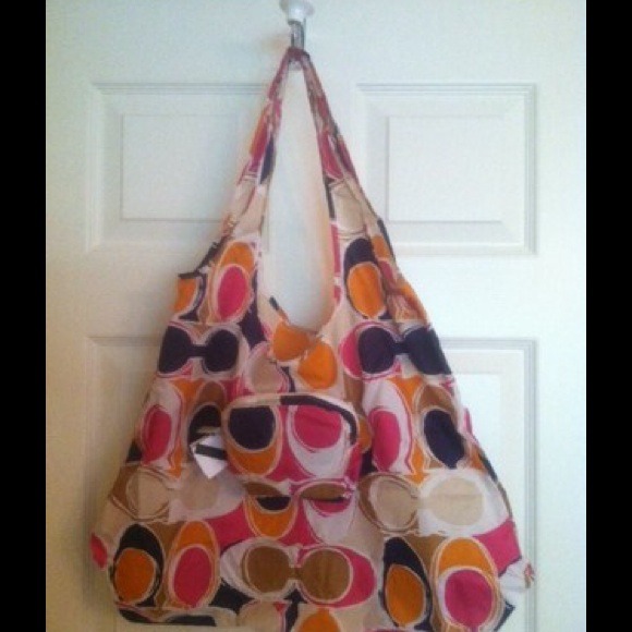 COACH Park Signature Scarf Print Folding Tote Bag