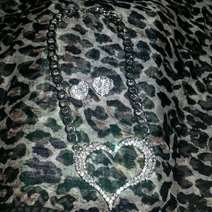Big Bling Heart & Earring Set