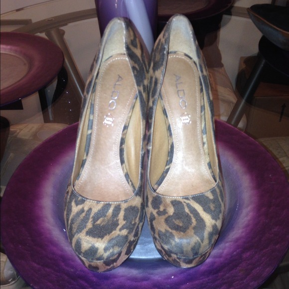 Aldo Leopard Suede Platform Shoe Size 37