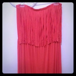 Rue 21 Coral fringe maxi dress