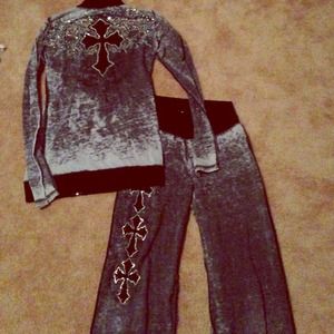 Two piece thin material bling outfit sz l fits M