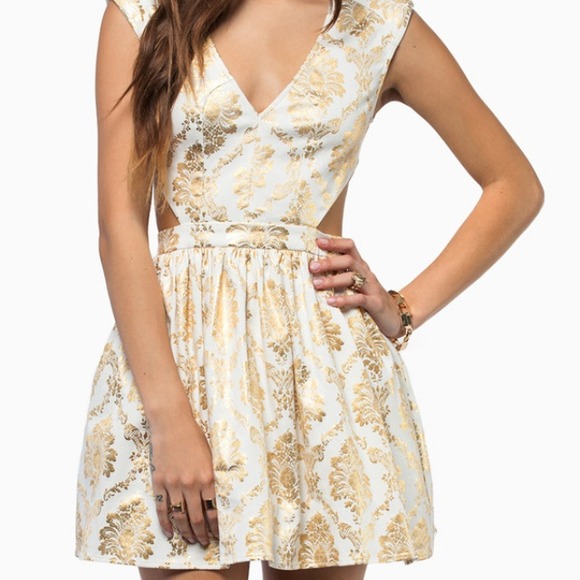 White and gold cocktail dress