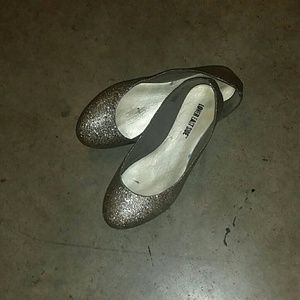 Glittery gold flats