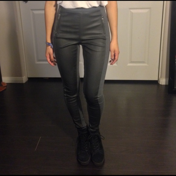 Faux leather tuxedo inspired leggings