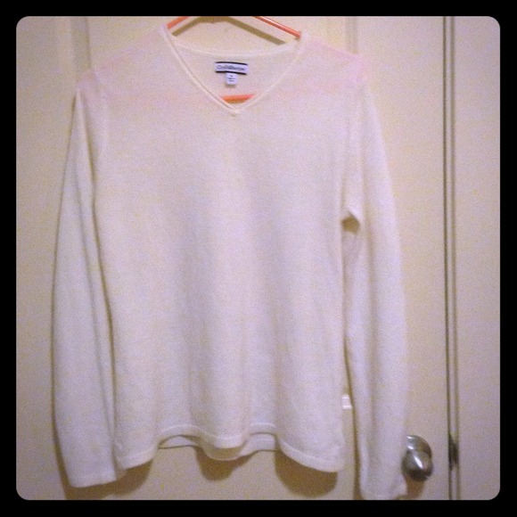 White angora like sweater