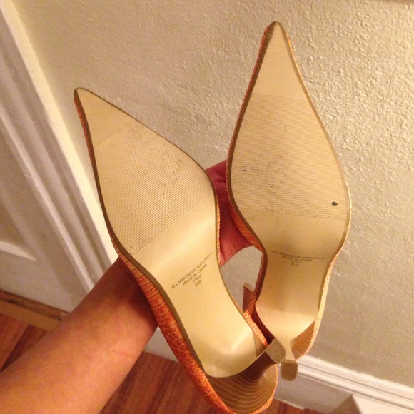 Orange high heels, made on leather. - Picture 3 of 3