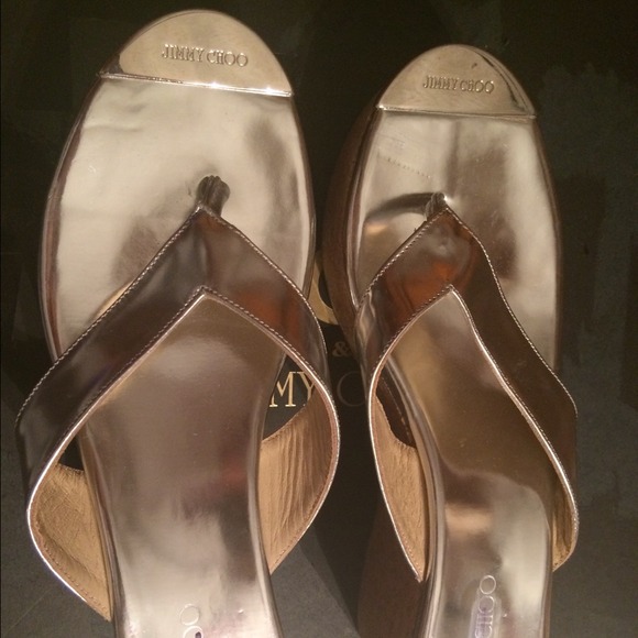 Jimmy choo pathos silver mirrored wedges