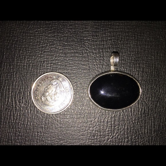 Unique onyx & silver Twin Tower reversible Pendant