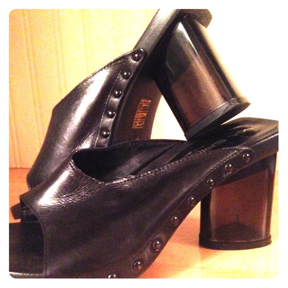 Via Spiga acrylic heeled clogs