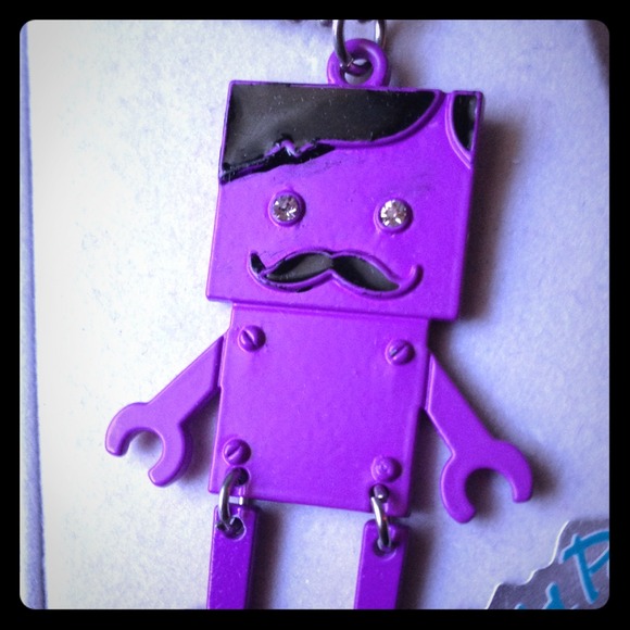Purple robot necklace