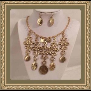 Bib Statement Necklace & Earrings Set