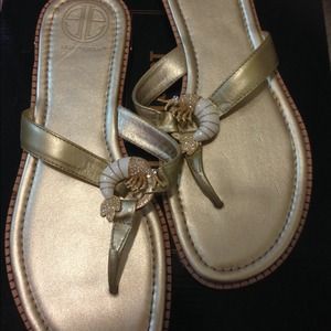 Lily Pulitzer gold flip flops