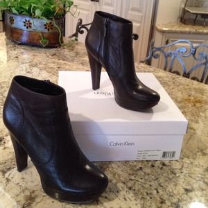 Calvin Klein dark brown booties