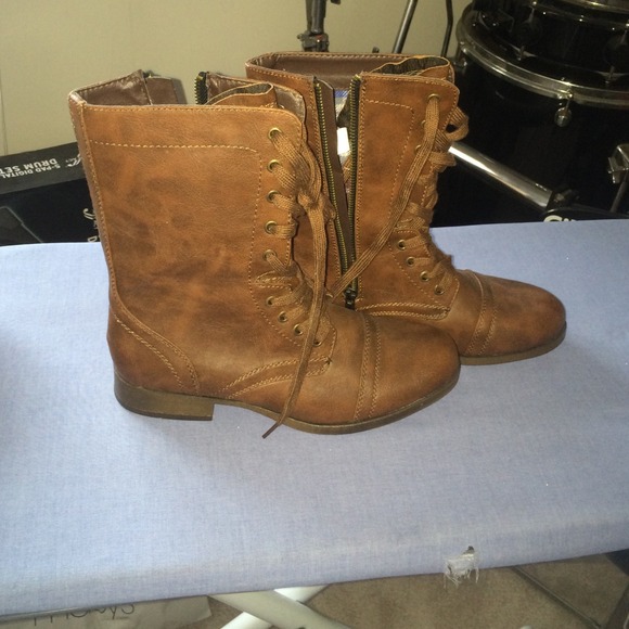 Faux leather combat boot