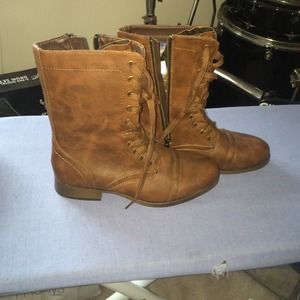 Faux leather combat boot