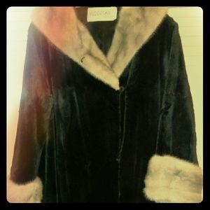 Real fur!! Custom made. Black with grey collar.