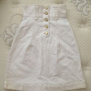 French Connection white denim high waisted skirt.