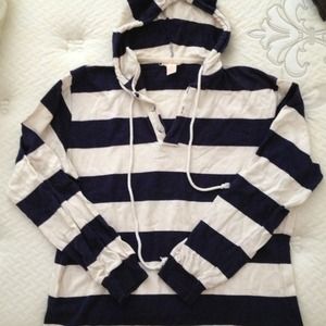 Brooks Brothers navy and cream stripped hoodie