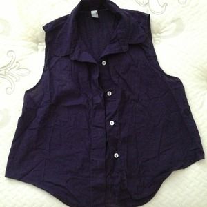 American apparel navy button up crop top.