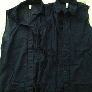 American Apparel sleeveless navy button ups.