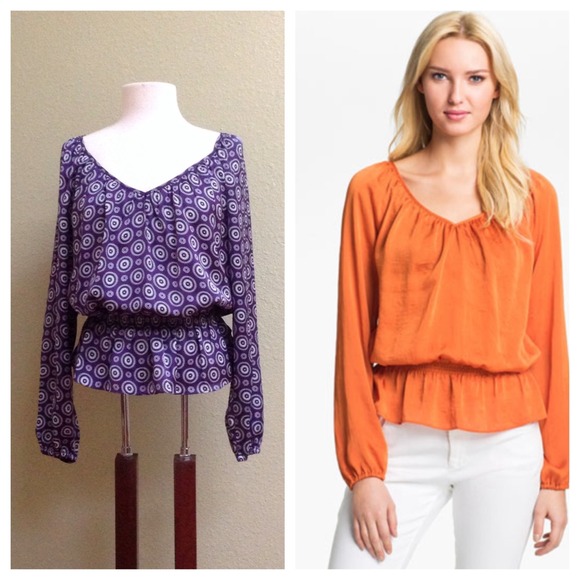 MICHAEL Michael Kors Tops - Michael Kors purple peplum hem peasant top NEW!