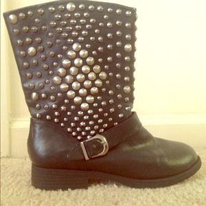 Black studded biker boots