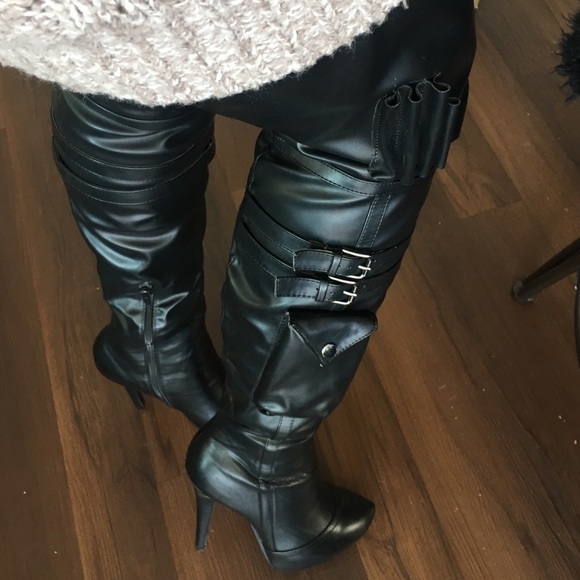 💃💃 Black OTK Thigh High Boots💃💃 - Picture 3 of 4