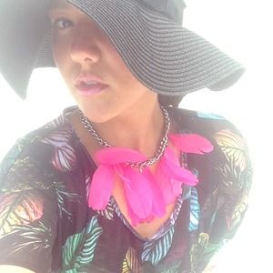 Feather statement necklace