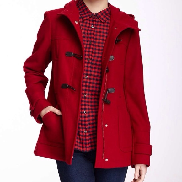Red Tommy Hilfiger hooded toggle coat-never worn