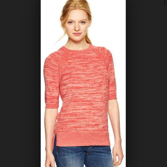 Coral Marled Elbow Length Sweater