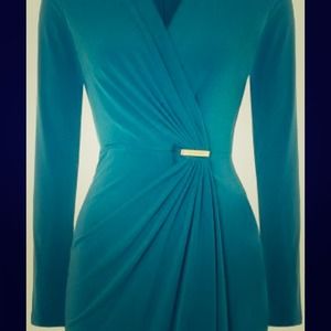 Michael Kors Turquoise Sleeveless Wrap Dress