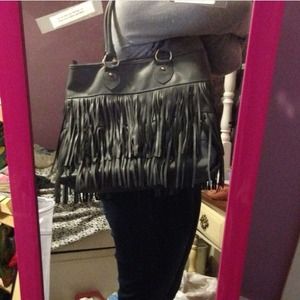 Large Grey fringe purse