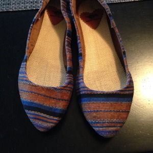 Linen multicolored flats